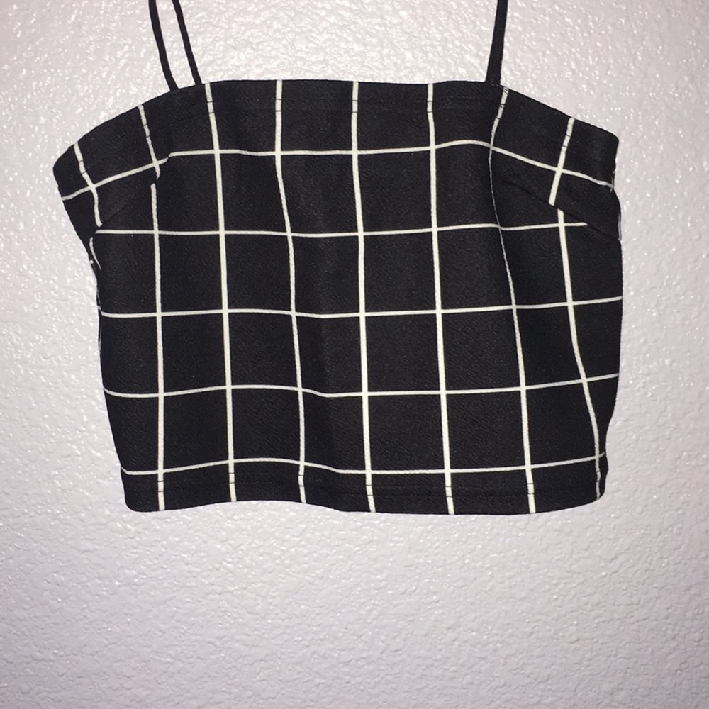 Black and white striped crop top